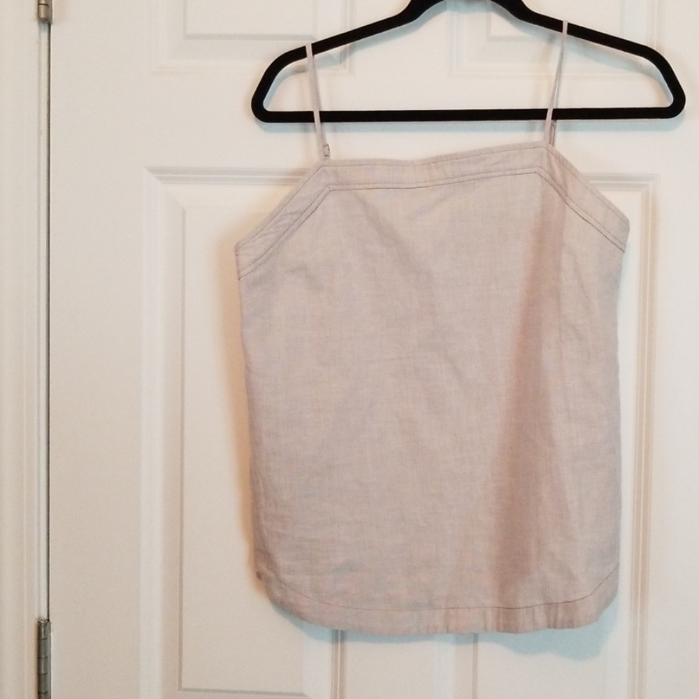 Beige linen and cotten blend tank top